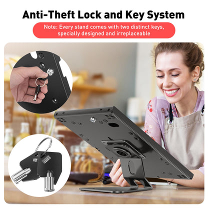 AboveTEK Anti-Theft Tablet Stand – iPad Locking & Security Stand, Countertop & Wall Mount POS Stand, 360° Swivel Kiosk Stand for iPad/iPad Air/iPad Pro – Ideal for Retail Business (Black)