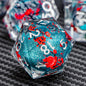 ARUOHHA DND Resin Dice Set 7Pcs Handmade Glitter Inclusions Sharp Edge Dragons Dice with Box, Role Playing Game RPG Lightning Polyhedral Dungeons D and D Dice Set