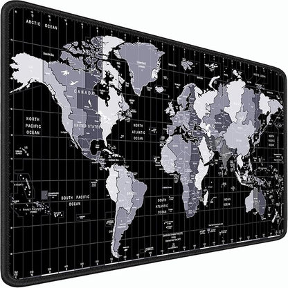 Large Mouse Pad, 31.5x15.7 inch Large Extended Computer Keyboard Mouse Mat, Water Resist Non-Slip Mousepad Rubber Base Long XXL Desk Mouse Pad for Work & Gaming, Office & Home, Grey Map