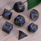 Metal DND Polyhedral Dice,Large Stripe Glitter Metallic Dice Set,Antique Silver Dice 7pcs Set for Role Playing Games(Pearl Gun Purple)