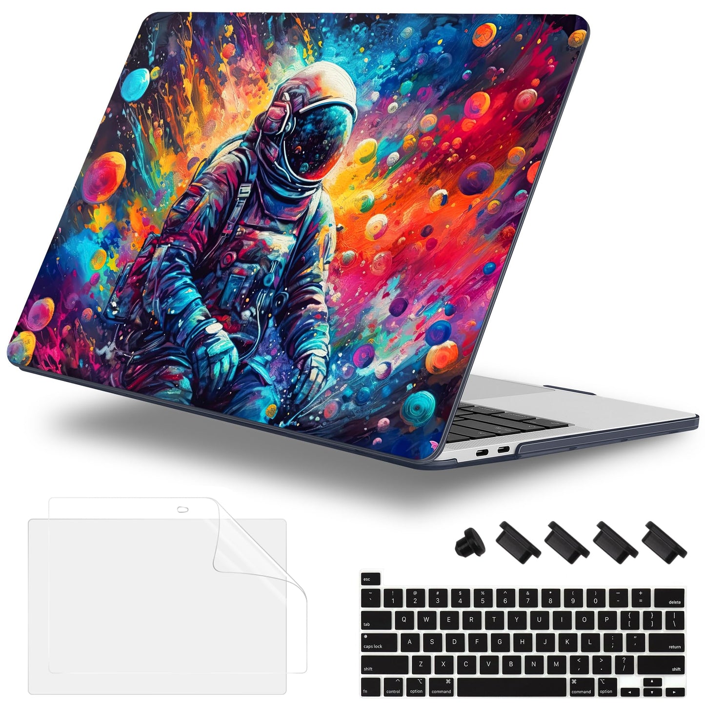 Lepeoac Case for MacBook Pro 13 inch Case M2 2022-2016 A2338 M1 A2251 A2289 A2159 A1989 A1708 A1706, Plastic Hard Shell + Keyboard Cover + Dust Plug, Astronaut