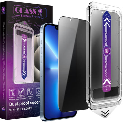CHRYSHA 2-Pack Privacy Screen Protector for iPhone 13 Pro Max and iPhon 14 Plus 6.7-Inch, Auto Dust Removal, No Bubbles,Anti-Spy Tempered Glass Film, Easy Installation
