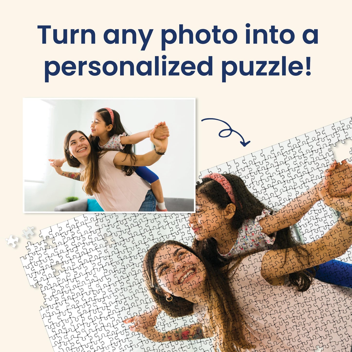 Photo Personalized Puzzle for Mother's Day | 1000 Piece, Custom Jigsaw Puzzle (Horizontal/Landscape) | 30" x 20" I See Me!