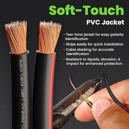 GEARit Speaker Wire 14 Gauge, Speaker Cable 500ft for Car Audio, Home Theater, CCA(Black)