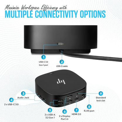Docking Station for Laptop Dual Monitor and Charging, 5TW10AA / 5TW10UT / 5TW10AA#ABB USB-C G5 Dock with 120W + HDMI Cable + DisplayPort Cable