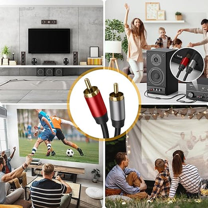 2RCA to 2RCA Cable 4.9FT (Male to Male), Gold-Plated Stereo Audio Cable for Home Theater, HDTV, Amplifier, Hi-Fi Systems, Car Audio, Gaming Consoles, Speakers, Subwoofer (4.9FT/1.5M)