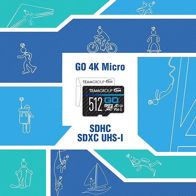TEAMGROUP GO Card 256GB x 2 Pack Micro SDXC UHS-I U3 V30 4K for GoPro & Action Cameras High Speed Flash Memory Card with Adapter for Outdoor, Sports, 4K Shooting TGUSDX256GU364