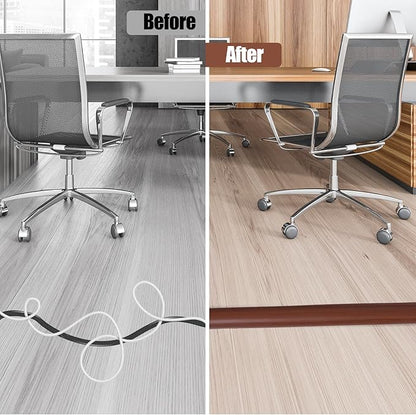 Floor Cord Cover Cavity 0.8"x0.37" Self Adhesive Cord Hider, 10FT Low Profile Cable Management, Extension Strip Protector for Wires, Prevent Cable Trips for Offices, Gyms, Exhibitions（Red Teak）