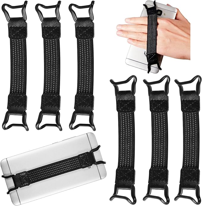 Weewooday 6 Pieces Mobile Phone Security Hand Strap Holder Security Hand Grip Phone Accessory for 5.2-7.5 Inch Smartphones