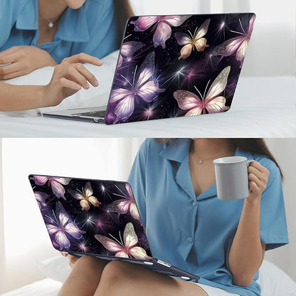 Mektron for 2025 M4 MacBook Air 13.6 Inch A3240 Case Fits 2023 A2681 M2 2024 A3113 M3 Chip with Liquid Retina Display, Printed Plastic Hard Shell Cover for MacBook Air 13.6", Glittering Butterfly