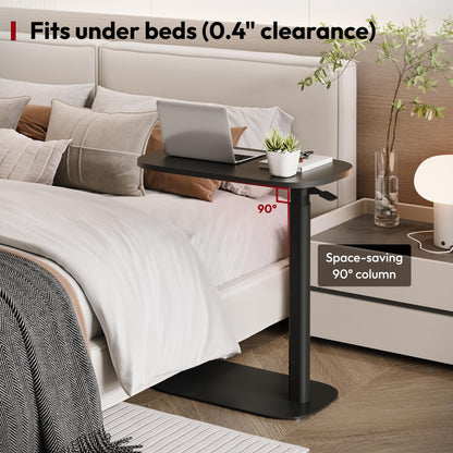 SANODESK 24''Pneumatic Adjustable Overbed Bedside Table with Hidden Casters