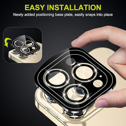 WSKEN [Gold Glitter] for iPhone 14 Pro/iPhone 14 Pro Max Camera Lens Protector,[Night Shooting Mode] HD Tempered Metal Glass Camera Screen Protector Cover Film Accessories