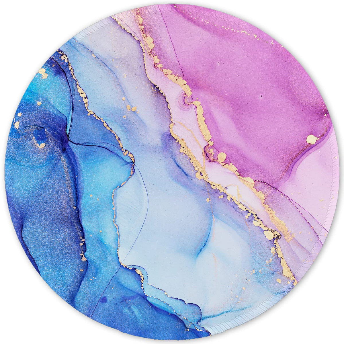 ITNRSIIET Round Mouse Pad with Stitched Edge Premium-Textured Waterproof Non-Slip Rubber Base Desktop Protection Mat Diameter 8.7 inches, Rose Gold Marbling
