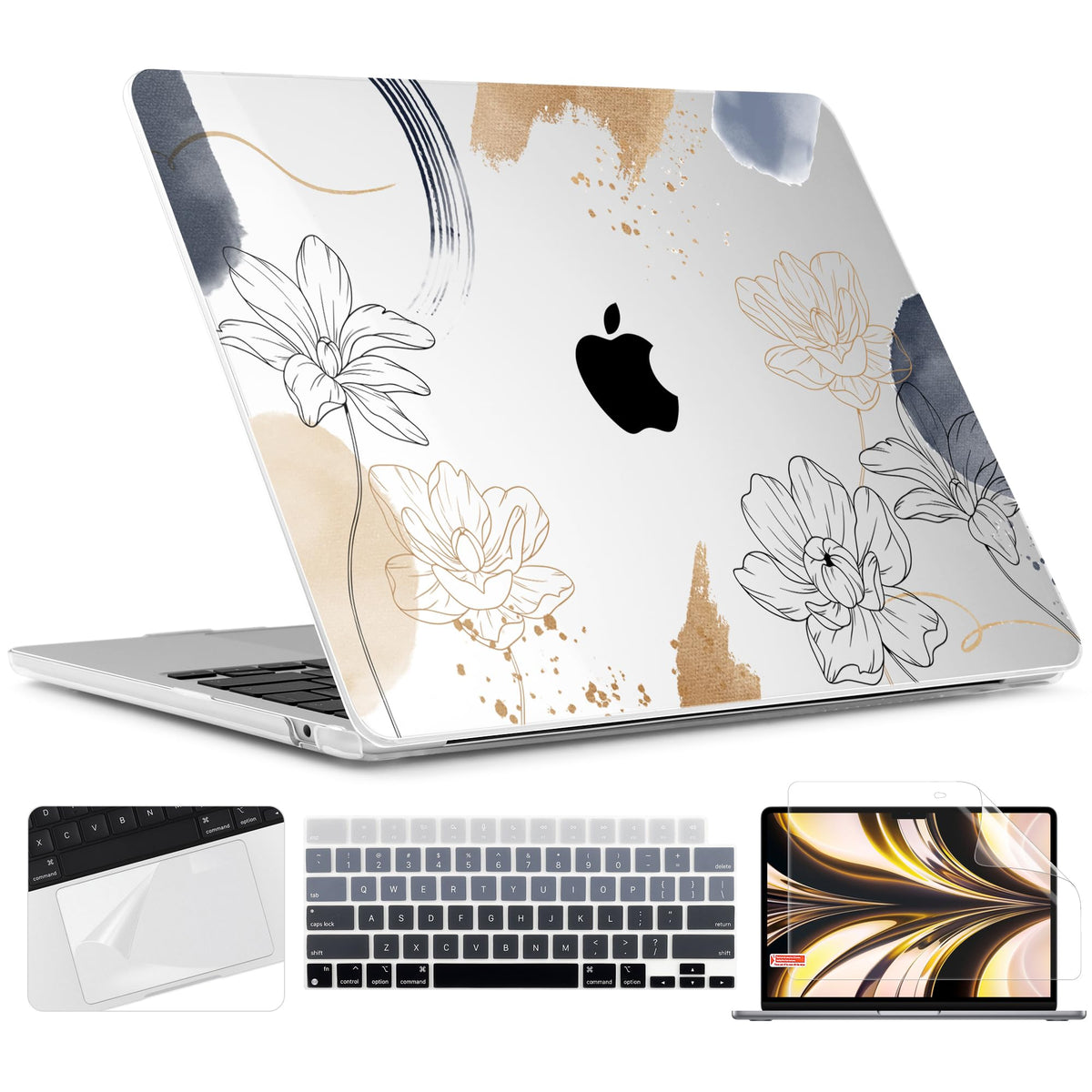 TWOLSKOO for MacBook Air 13 inch Case M5 2026 M4 2025 M3 M2 2024-2022 A3449 A3240 A3113 A2681, Plastic Hard Shell & Keyboard Cover & Screen Film for MacBook Air 13.6 inch Case, Creative Brain