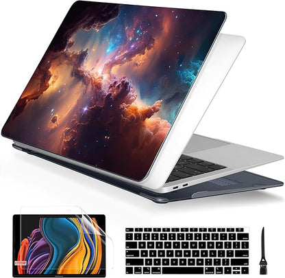 Batianda Case for M1 MacBook Air 13 Inch Model A2337 A2179 A1932 2021 2020 2019 Release,3D Painted Creative Series Design Hard Shell with Keyboard Cover & Screen Protector, Nebula