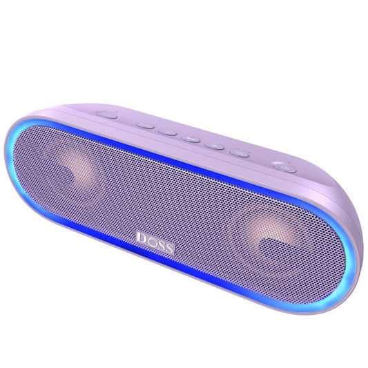 DOSS SoundBox Pro+ P300 Bluetooth Speaker, 40W Stereo Sound, Extra Bass,20H Playtime, Wireless Stereo Pairing, Beat-Driven Lights for Party, IPX6 Waterproof for Garden, Camping, Beach, Outdoor-Purple