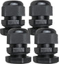 MGI SpeedWare 3/4" NPT Strain Relief Nylon Cord Grip Cable Glands, Black Plastic Grommet 4-Pack
