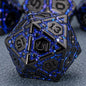 DND Metal Dice Set, Polyhedral Dice Set for RPG D&D Dice with Cracks Dungeons and Dragons Dice Set for RPG TTRPG D&D Die with Gift Case（Silver and Coloured Ink-1） for Ages 15 and Up