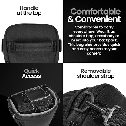 Tamrac Jazz Zoom Holster 23 v2.0 Camera Bag for Photographers, Camera Case for Photography Accessories, Shoulder Bag for Mirrorless Cameras, Crossbody Camera Bag, Travel Camera Carrying Case – Black
