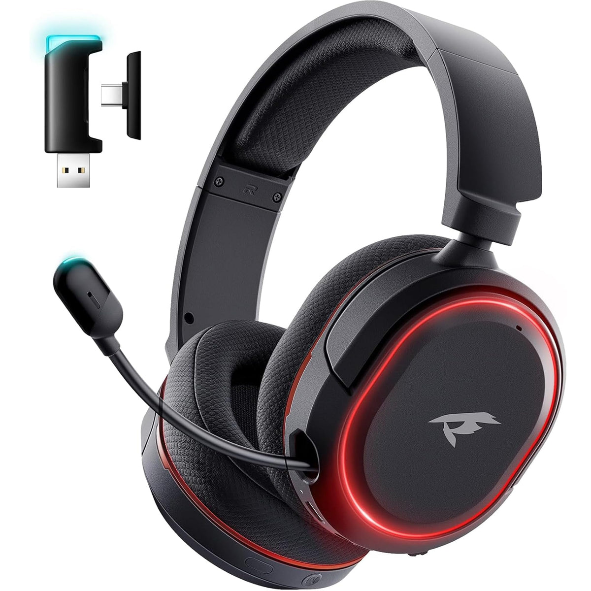Wireless Gaming Headset for PC PS5 PS4 Mac Switch 7.1 Surround Sound 100-Hr