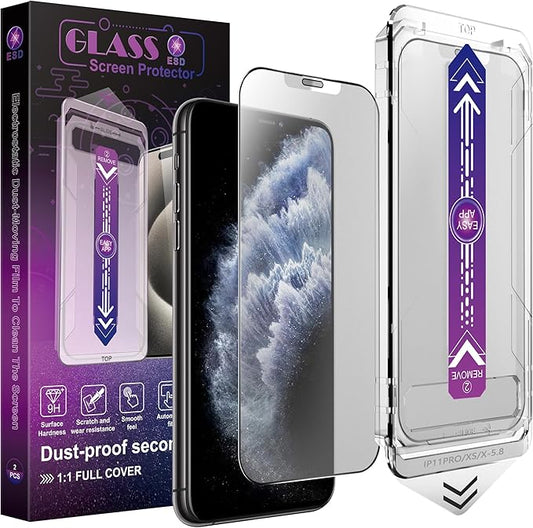 CHRYSHA 2-Pack Matte Screen Protector for iPhone 11 Pro and iPhone XS and iPhone X 5.8-Inch, Auto Dust Removal, No Bubbles, High Definition Clear, Easy Installation