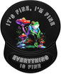 ITNRSIIET Ergonomic Mouse Pad with Gel Wrist Support Small Wrist Rest Smooth Surface Non-Slip PU Base Comfortable Office Supplies Pain Relief, 8.7 x 7.2 inches, Unhappy Frog