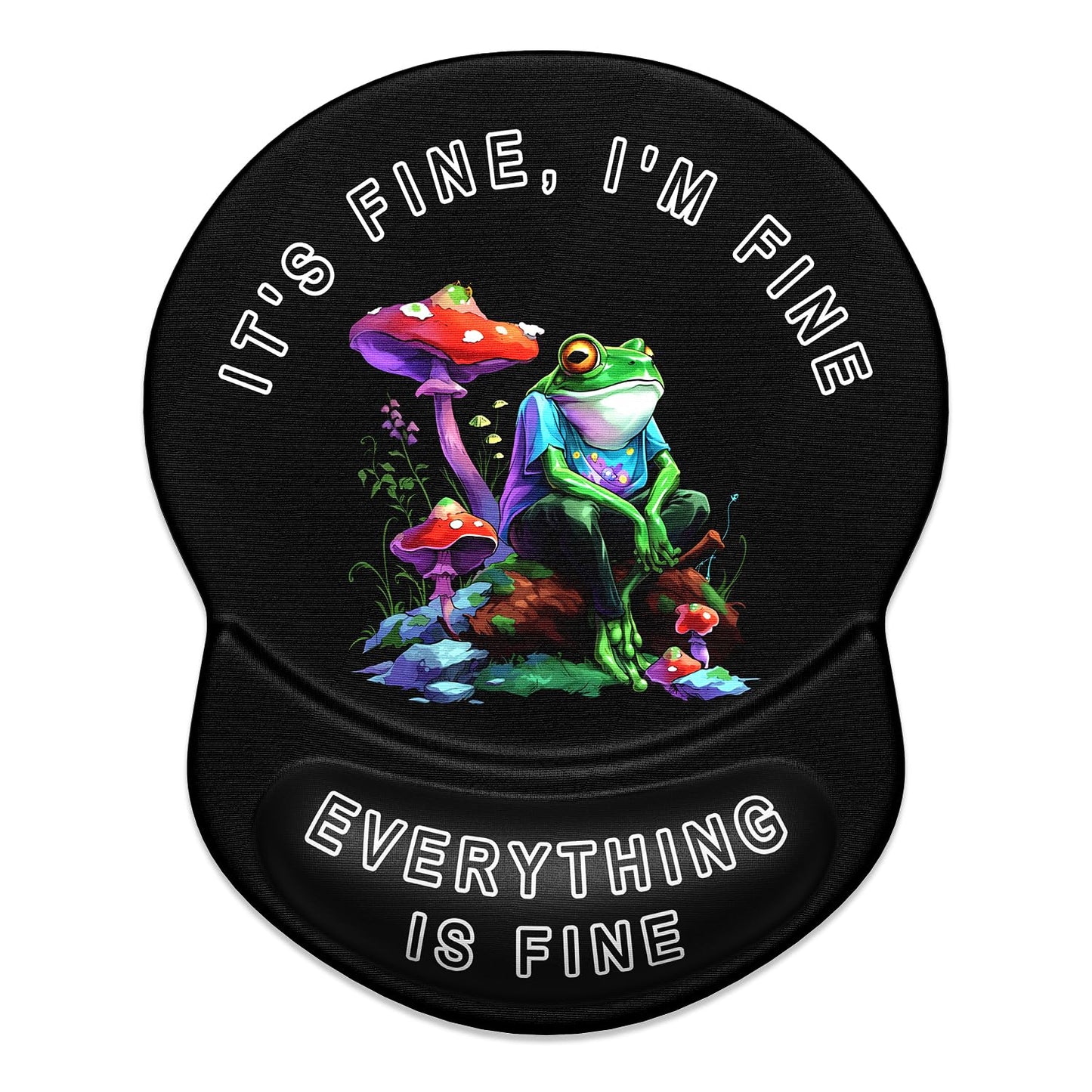 ITNRSIIET Ergonomic Mouse Pad with Gel Wrist Support Small Wrist Rest Smooth Surface Non-Slip PU Base Comfortable Office Supplies Pain Relief, 8.7 x 7.2 inches, Unhappy Frog