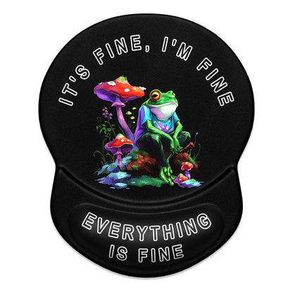 ITNRSIIET Ergonomic Mouse Pad with Gel Wrist Support Small Wrist Rest Smooth Surface Non-Slip PU Base Comfortable Office Supplies Pain Relief, 8.7 x 7.2 inches, Unhappy Frog