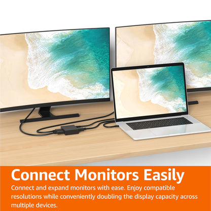 Amazon Basics HDMI Splitter 1 in 2 Out for Dual Monitors, 4K@30Hz, 1080P, Mirror Only, Black