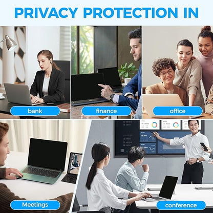 Magnetic Laptop Privacy Screen Filter 13.3 inch for 16:9 Widescreen Computer Monitor, Removable Anti Blue Light Privacy Shield, Anti-Glare Protector