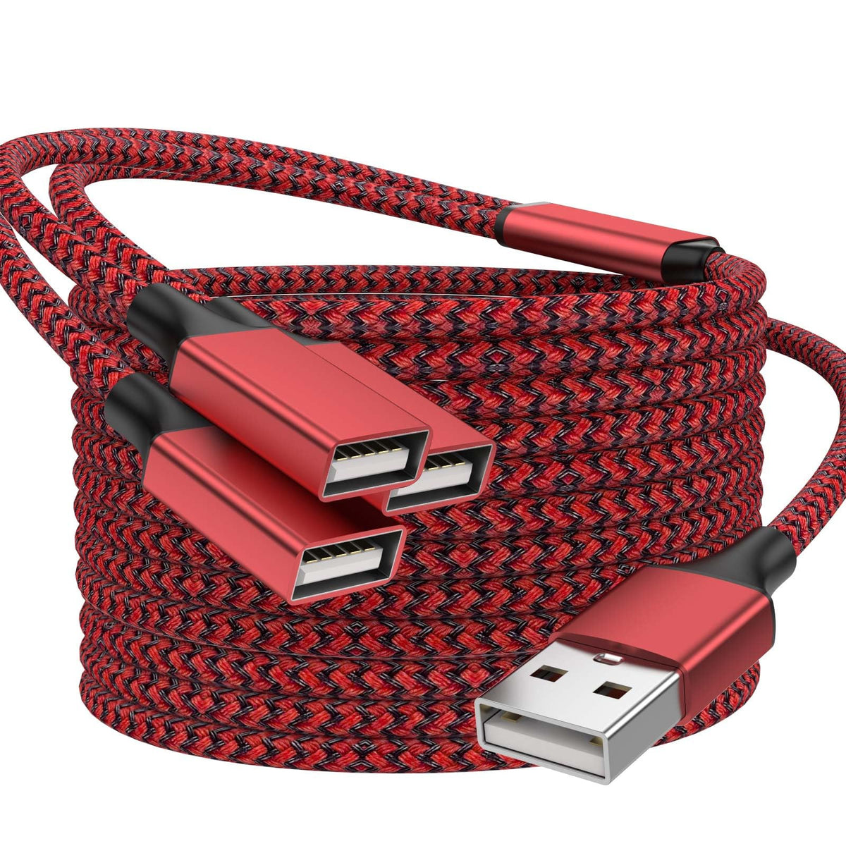 POHFP 3.3FT USB A Male to 3 Female Extension Cable, Silver