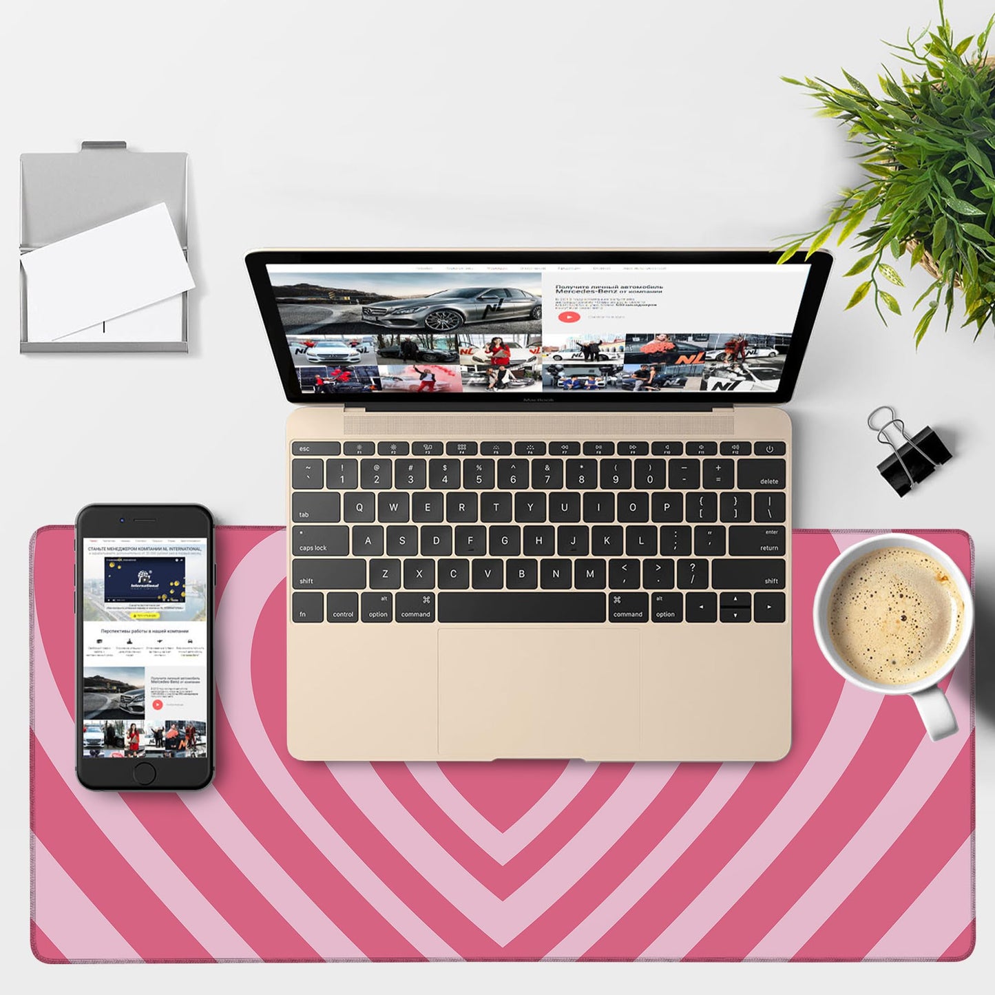 NITAHHHY Gaming Desk Pad Large Extra Length Retro Style Hearts Mouse Pad Keyboard Laptop Non-Slip Waterproof with Rubber Base Thick Stitched Edge Mouse Mat for Office Home 35.4 x 15.7 Inches