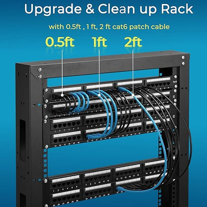 Rapink Patch Cables Cat6 1ft (24 Pack), Ethernet Patch Cable 10G, Cat 6 Patch Cable for Patch Panel to Switch, Flexiable Cat 6 Ethernet Cable with Gold Plated Black