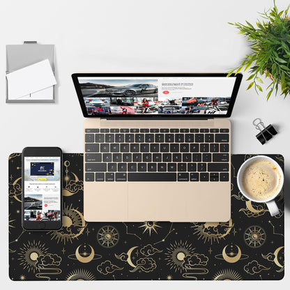 NITAHHHY Gaming Desk Pad Large Extra Length Clouds, Moon and Sun Mouse Pad Keyboard Laptop Non-Slip Waterproof with Rubber Base Thick Stitched Edge Mouse Mat for Office Home 35.4 x 15.7 Inches