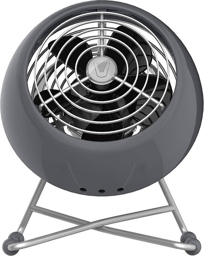 Vornado VFAN™ Mini Modern Vintage Fan, Retro Metal Air Circulator, Fan for Desk & Bedside, 2 Speeds, Adjustable Tilt, Personal Cooling with Targeted Airflow, Quiet Fan, Storm Gray