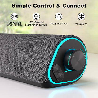 SOULION R50 Bluetooth Computer Speakers, USB Powered & 3.5 Aux