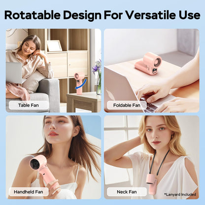 Portable Handheld Turbo Fan丨5 Speed Foldable Hand Fans丨Max 20 Hours Runtime丨Rechargeable Mini Pocket Cooling Fan for Travel, Outdoor Activities, Gifts for Women