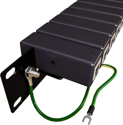 Ethernet Surge Protector 19" RackMount (16 Port) PoE+ Gigabit (Server Rack Mount 1U) -Gas Discharge Tube -RJ45 Lightning Suppressor -LAN Network CAT5/CAT6 Thunder Arrestor GbE 1000 Mbps -Tupavco TP316