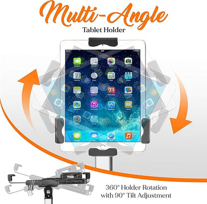 Pyle Anti-Theft Tablet Security Stand Kiosk-Heavy Duty Aluminum Metal Floor Standing Mount Tablet Case Holder Display w/Height Adjustable Pole,Fits iPad Mini 2 3 4 Air Samsung Tablets-Pyle PSPADLK60