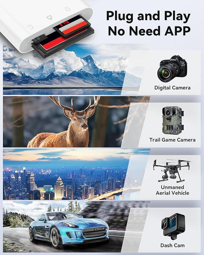 SD Card Reader USB C for iPhone 15/Android Phone/iPad/Mac/Laptop, Three Card Slot Micro SD Card Reader Supports SD Micro SD CF Card, Digital Camera Viewer Memory Card Reader Plug and Play