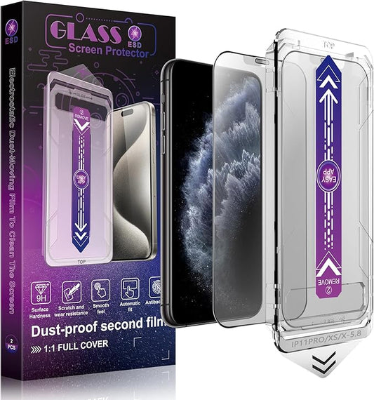 SHANG PIN JIA 2 Pack Matte Screen Protector for iPhone 11 Pro and iPhone xs and iPhone x 5.8-Inch Auto Dust Removal, No Bubbles, Tempered Glass Film, Easy Installation