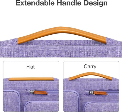 MOSISO 360 Protective Laptop Case 15 inch, 15 inch Laptop Sleeve Compatible with MacBook Air M4 M3 M2 2025 2024 2023, Dell XPS Plus, Side Open Carrying Case with 4 Zipper Pockets&Handle, Purple