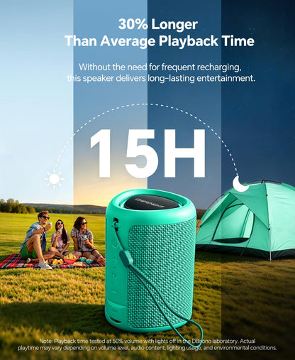 Portable Bluetooth Speaker Beach Essentials: Powerful Crystal Clear Sound/Dynamic Light/IPX5 Waterproof/All Day Playtime/Wireless BT 5.3/TWS Paring, Dad Gifts, Outdoor|Travel|Camping|Pool Accessories