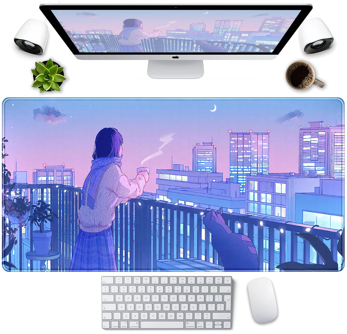 Green Cute Anime Desk Mat Kawaii Cartoon Ducks Gaming Mouse Pad XXL Large Anime Girl Gamer Mousepad Women Office Decor Desk Pad Aesthetic Lotus Leaf Laptop Keyboard Pad Computer Mat 31.5x15.75 in