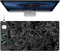 TopMade Mouse Pad with 15W Fast Wireless Charging, 31.5"x15.75" XXL Large Gaming Waterproof Desk Pad with Ultra-Smooth Surface, Non-Slip Base, Computer Desk Mat, Black Topographic Map #3