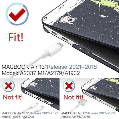 MEEgoodo for MacBook Air 13 inch Case 2021 2020 2019 2018 Released A2337 M1 A2179 A1932 with Touch ID, Plastic Hard Shell & Keyboard Cover Compatible with MacBook Air Case 13.3, Astronauts & Alien