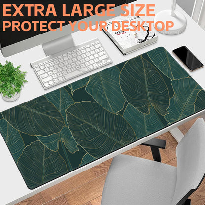 NIYLYNSYN Mouse Pad Large Monstera Line Art Non-Slip Gaming Desk Mat with Stitched Edge Laptop Keyboard Desk Pad for Work Home Gaming (35.4 x 15.7 Inches)