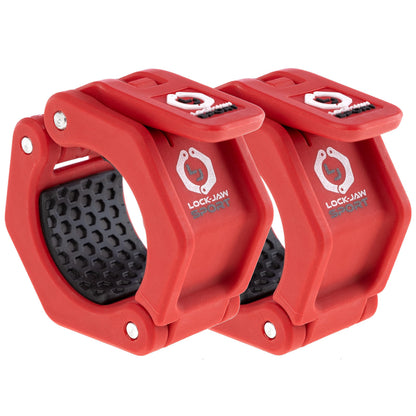 Lock-Jaw Barbell Collars Sport Olympic Barbell Clamps 2 Pcs – Heavy Duty Bar Clamps for 2” & 50mm Olympic Bars – Secure Weight Bar Clamps for Strength Training & Home Gym Accessories – Red