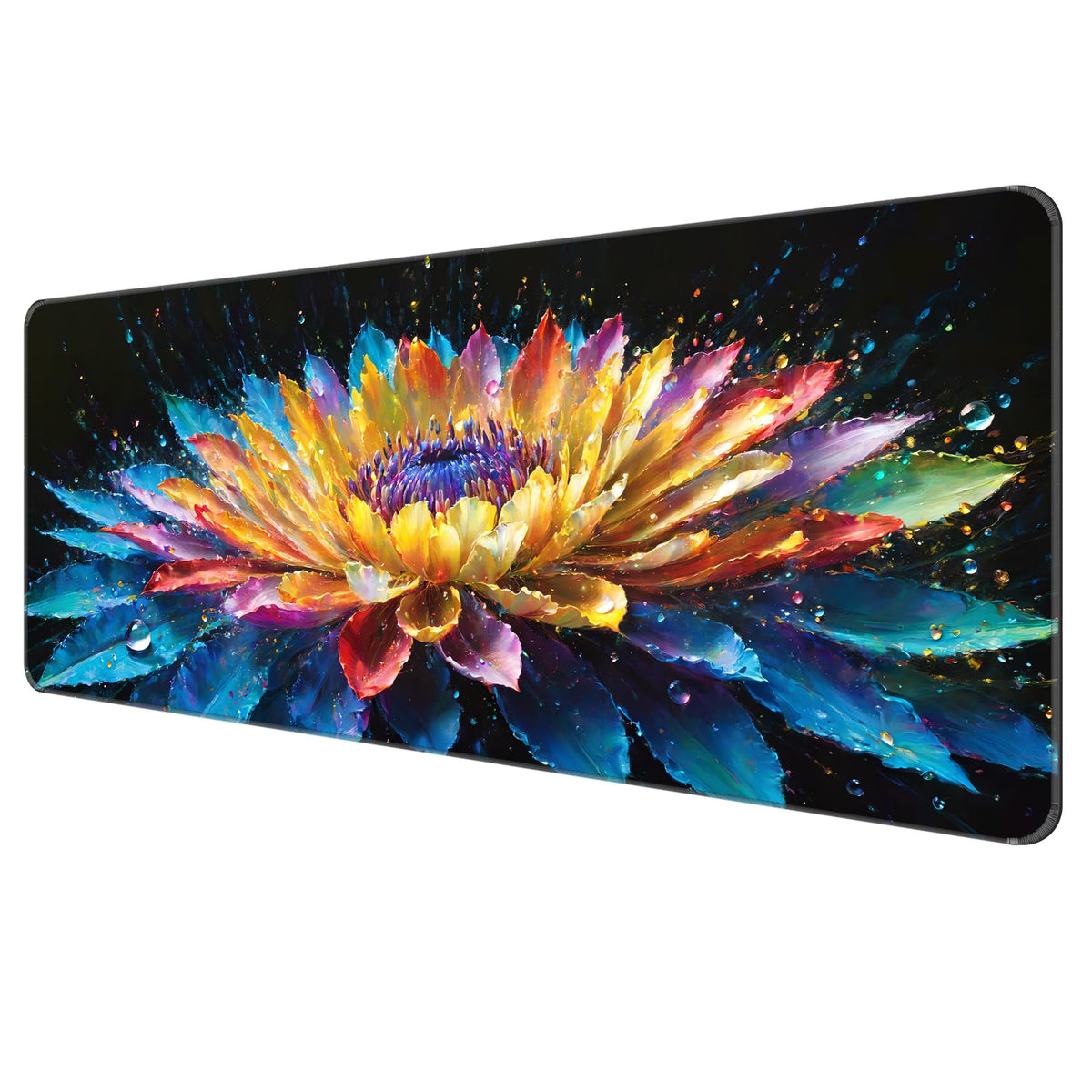 Dynippy Large Thin Mouse Pad with Stitched Edges, Black White Marble