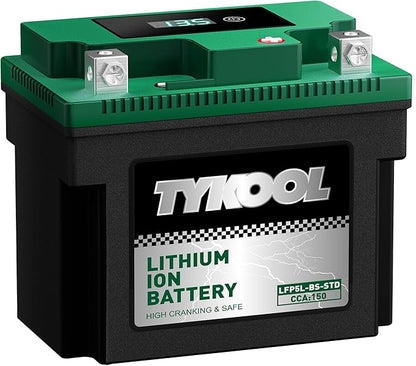 TYKOOL YTX5L-BS YTZ7S 2X Cranking Amps 150A, Lithium LiFePO4 Motorcycle Battery,12.8V 3Ah, Digital Readout, Fits for ATV,Honda Rukus Scooter,Moped